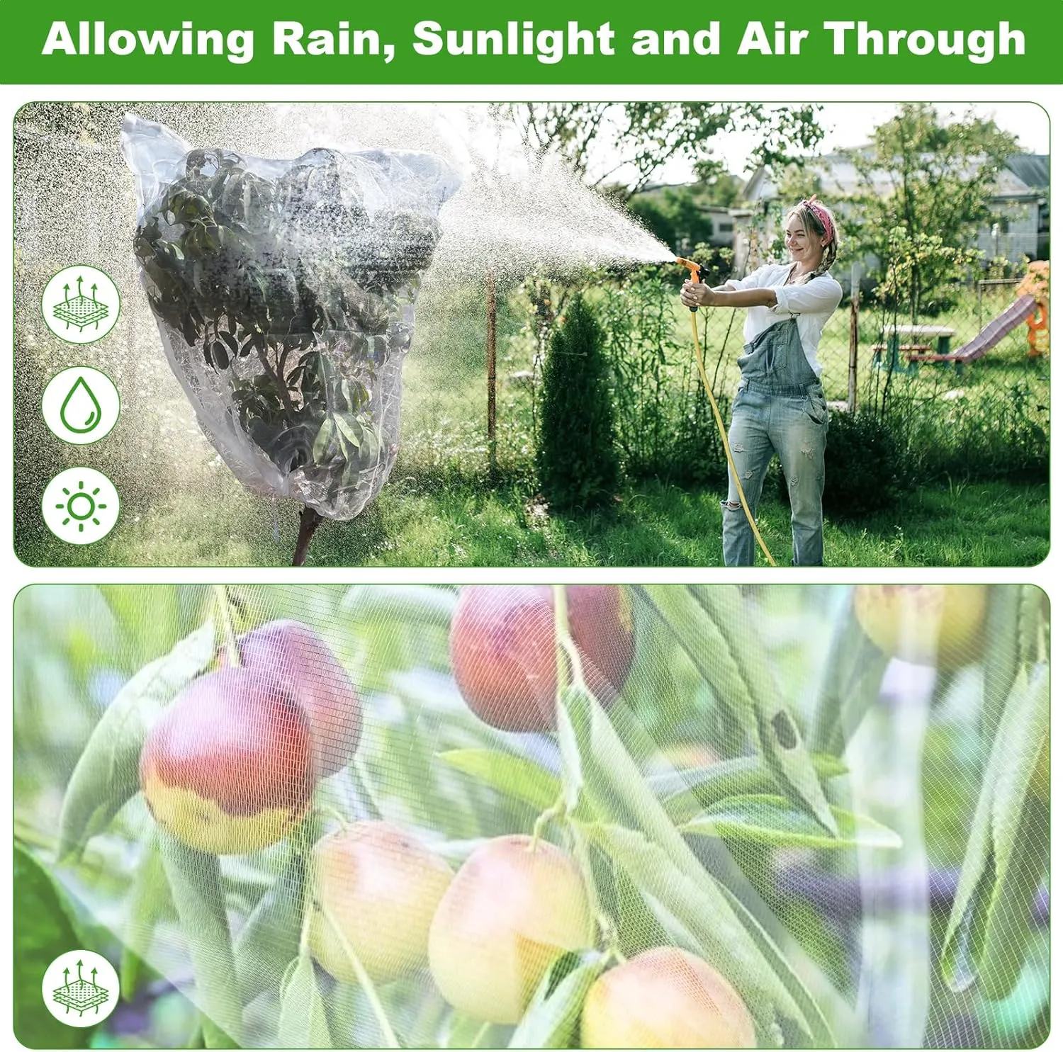 4 Pack Garden Plant Netting, 4.9Ft x 3.3Ft Garden Netting Pest Barrier Mesh Covers Bags with Drawstring Insect Bird Cover Netting Plant Protection Covers for Vegetables Bushes Fruits Tree