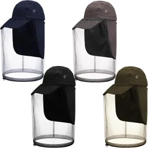 4 Pcs Mosquito Net Hat Operator Cap with Mosquito Net Safari Mesh Hat Sun Proaction Baseball Cap with Ultra Large Long Extra Fine Holes for Men Women Camping Hiking Fishing Gardening Outdoor