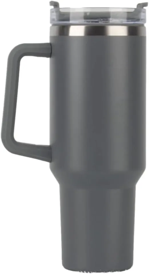 40oz Insulated Travel Mug Tumbler With Handle and Straw,Stainless Steel Double Wall Vacuum Cup Keep Drink Cold and Hot (Gray)