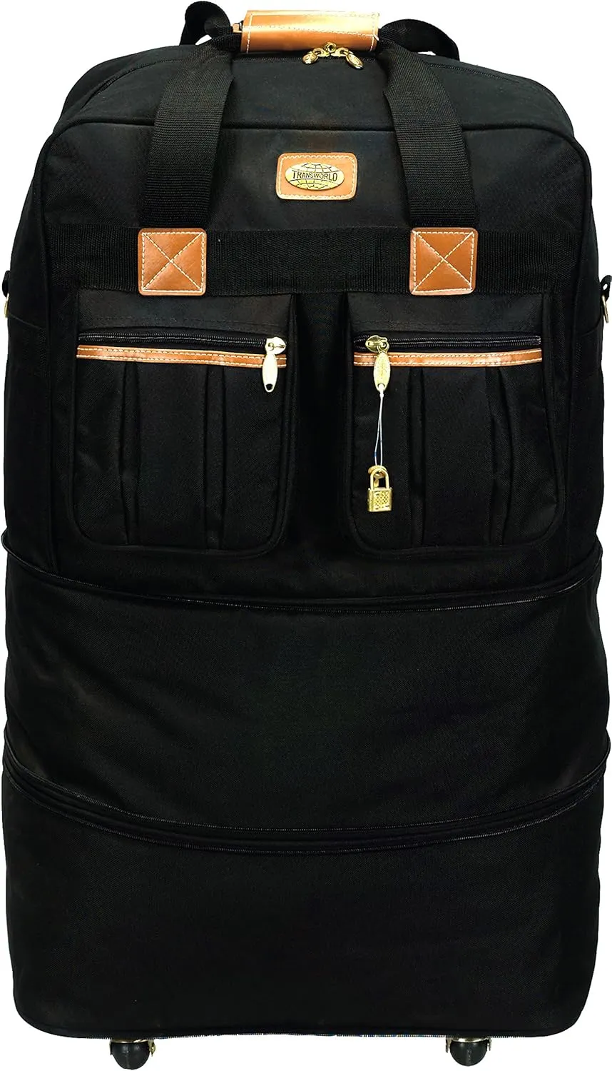 40" XXL Black Heavy Duty Polyester Rolling Wheeled Duffle Bag Suitcase Luggage