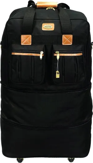 40" XXL Black Heavy Duty Polyester Rolling Wheeled Duffle Bag Suitcase Luggage