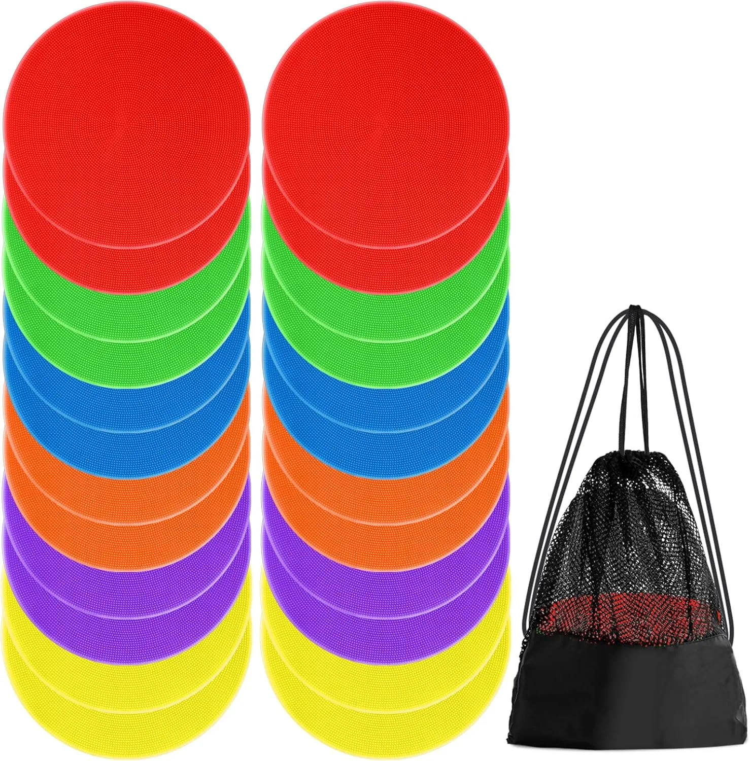 4.72inch 9inch Poly Spot Markers Non-Slip Rubber Floor Dots for Gym, 6/12/24 Pcs Flat Cones Agility Markers Poly Spots for Classroom Dance Sports Soccer Basketball Speed Agility Training