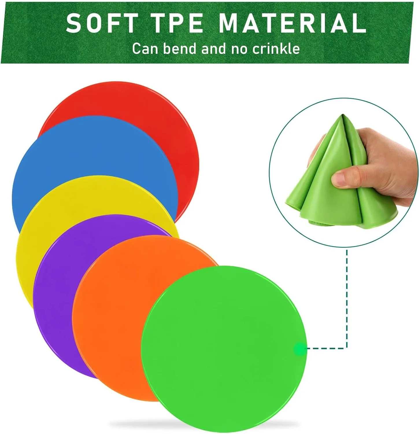 4.72inch 9inch Poly Spot Markers Non-Slip Rubber Floor Dots for Gym, 6/12/24 Pcs Flat Cones Agility Markers Poly Spots for Classroom Dance Sports Soccer Basketball Speed Agility Training