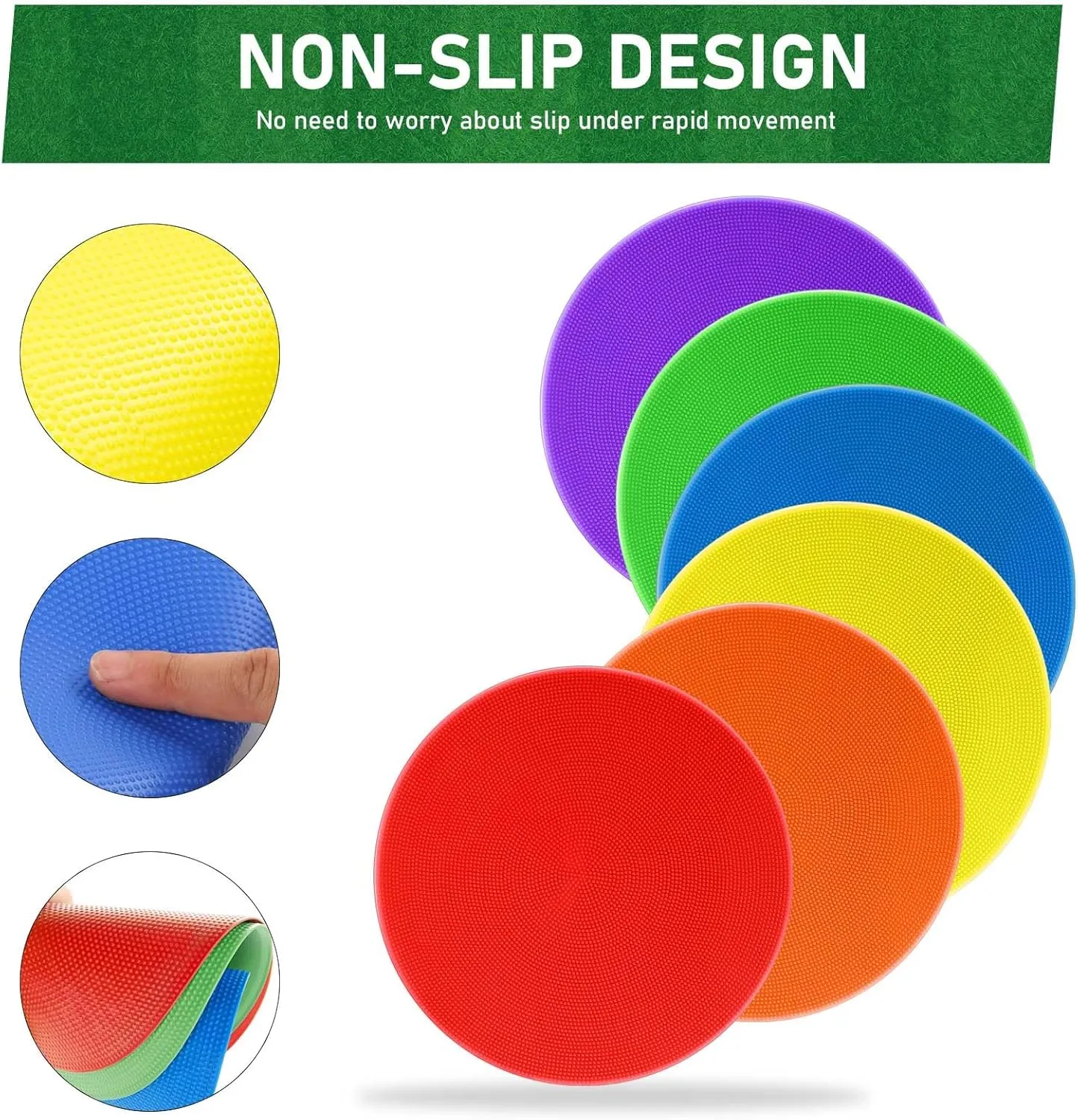 4.72inch 9inch Poly Spot Markers Non-Slip Rubber Floor Dots for Gym, 6/12/24 Pcs Flat Cones Agility Markers Poly Spots for Classroom Dance Sports Soccer Basketball Speed Agility Training