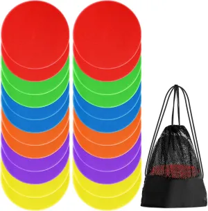 4.72inch 9inch Poly Spot Markers Non-Slip Rubber Floor Dots for Gym, 6/12/24 Pcs Flat Cones Agility Markers Poly Spots for Classroom Dance Sports Soccer Basketball Speed Agility Training