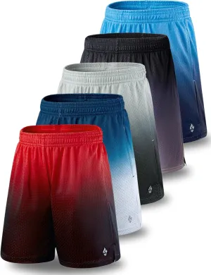 5 Pack: Mens Athletic Shorts, 9" Mesh Basketball Shorts Men Active Gym Shorts with Pockets