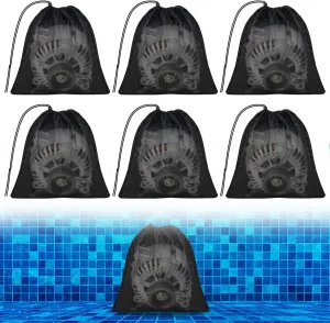6 pcs 17.7" x 17.7" Pump Barrier Bag,Black Pond Filter Bag,Large Pump Filter Bag,Nylon Mesh Bag,Outdoor Pond Filter Bag for Filtering Biological Aquarium Swimming Pools