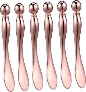 6 Pcs Eye Cream Applicator Metal Eye Roller Spatula for Easy Application and Massaging Compact Portable Makeup Tool for Travel and Salon Use Finish