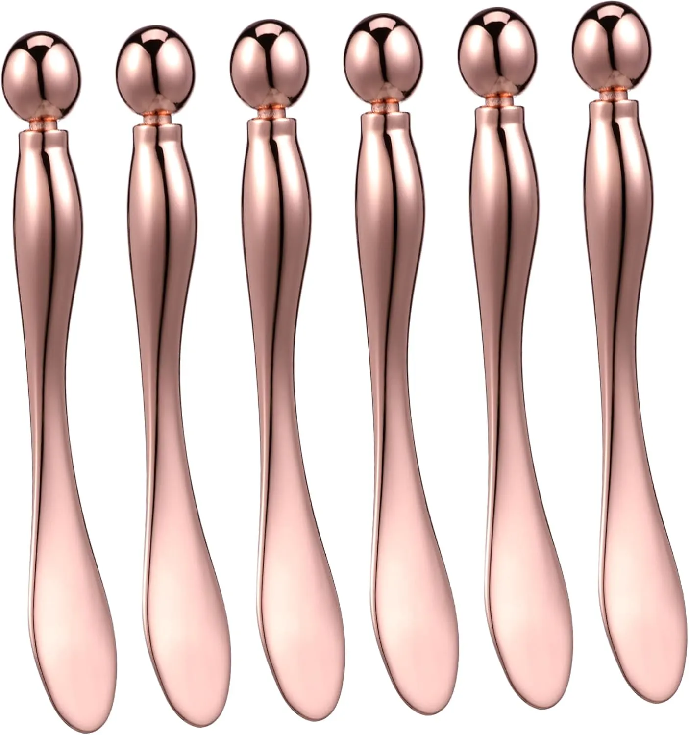 6 Pcs Eye Cream Applicator Metal Eye Roller Spatula for Easy Application and Massaging Compact Portable Makeup Tool for Travel and Salon Use Finish