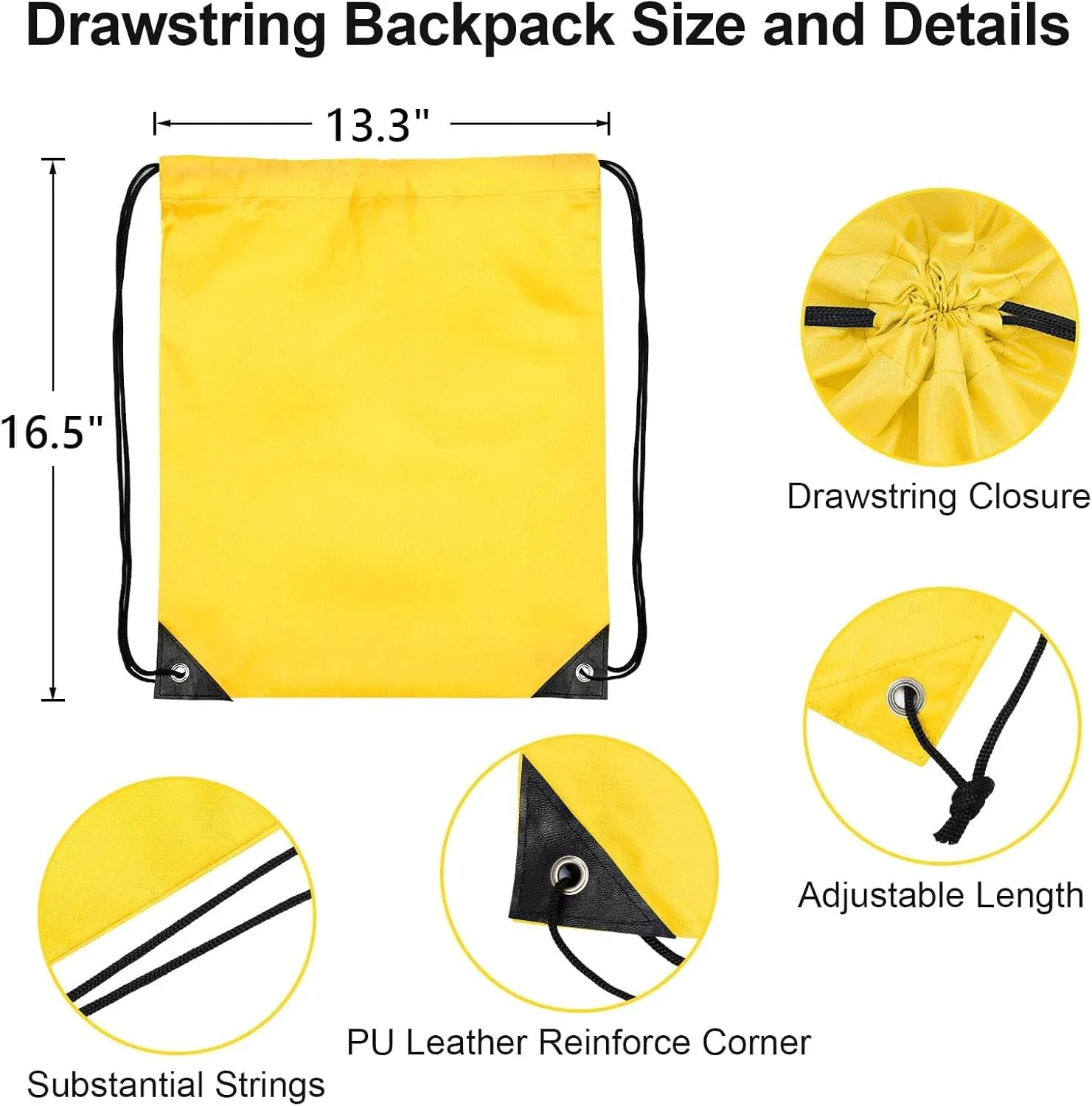 64 PCS Drawstring Bags Bulk Drawstring Backpack Draw String Bag Cinch Sack for Gym Traveling Yoga Outdoor Sports (16 Colors)