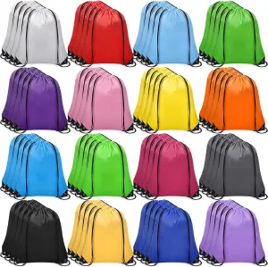 64 PCS Drawstring Bags Bulk Drawstring Backpack Draw String Bag Cinch Sack for Gym Traveling Yoga Outdoor Sports (16 Colors)