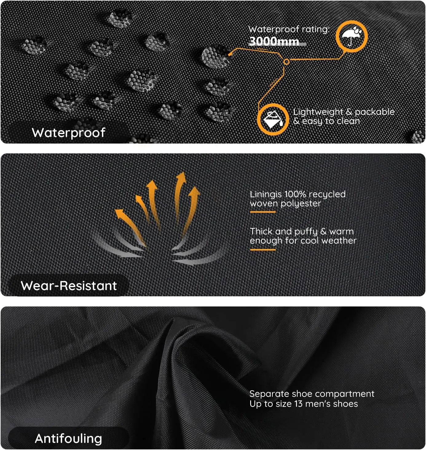 65L 25" Foldable Duffle Bag with Shoe Compartment,Lightweight Water Resistant Packable Travel Bag,Black