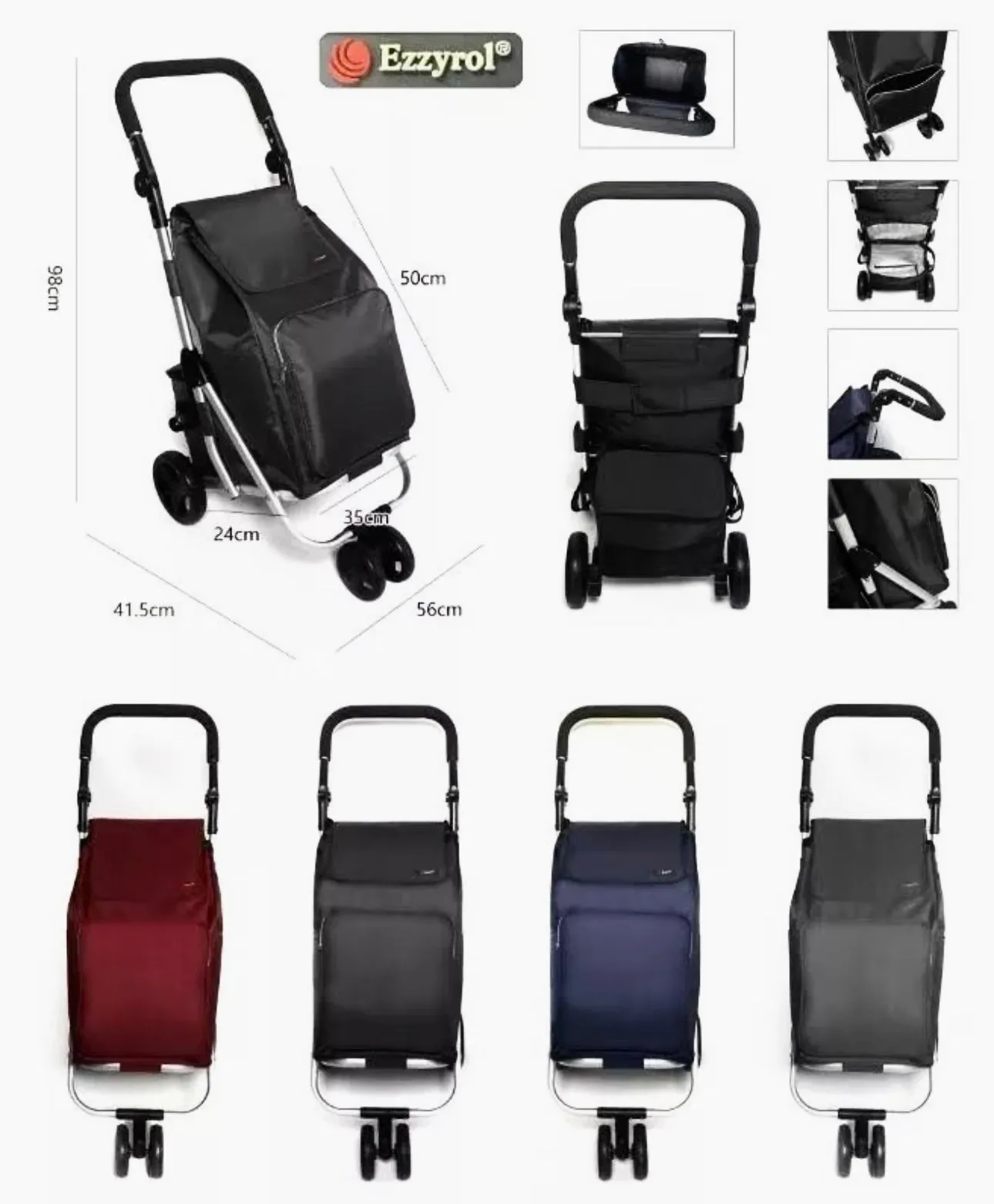 74L Folding Shopping Trolley – Lightweight, Strong, and Maneuverable with cooling bag