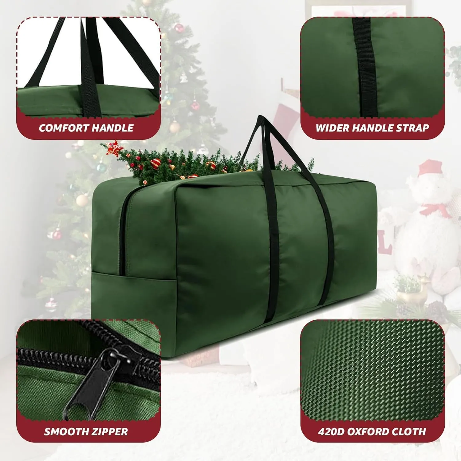 9-12 Ft Christmas Tree Storage Bag Heavy Duty 420D Xmas Tree Bag Extra Large Artificial Christmas Tree Bag with Reinforced Carry Handles & Zipper