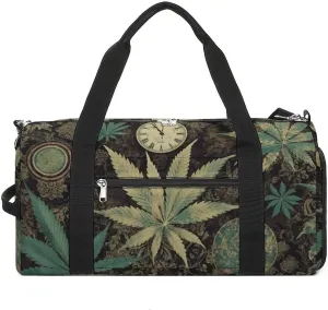 A Puff in Time Weed Marijuana Gym Bag Travel Duffel Bags for Men Women Large Weekender Bags Carry On Overnight Duffle Bag with Shoe Compartment for Workout