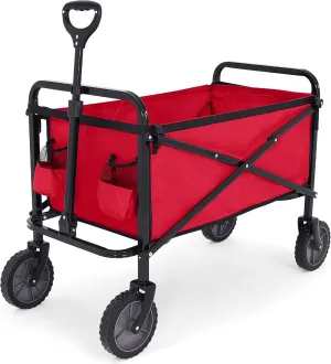 ABCCANOPY Folding Collapsible Utility Wagon Cart Outdoor Garden Shopping Camping Cart, Burgundy