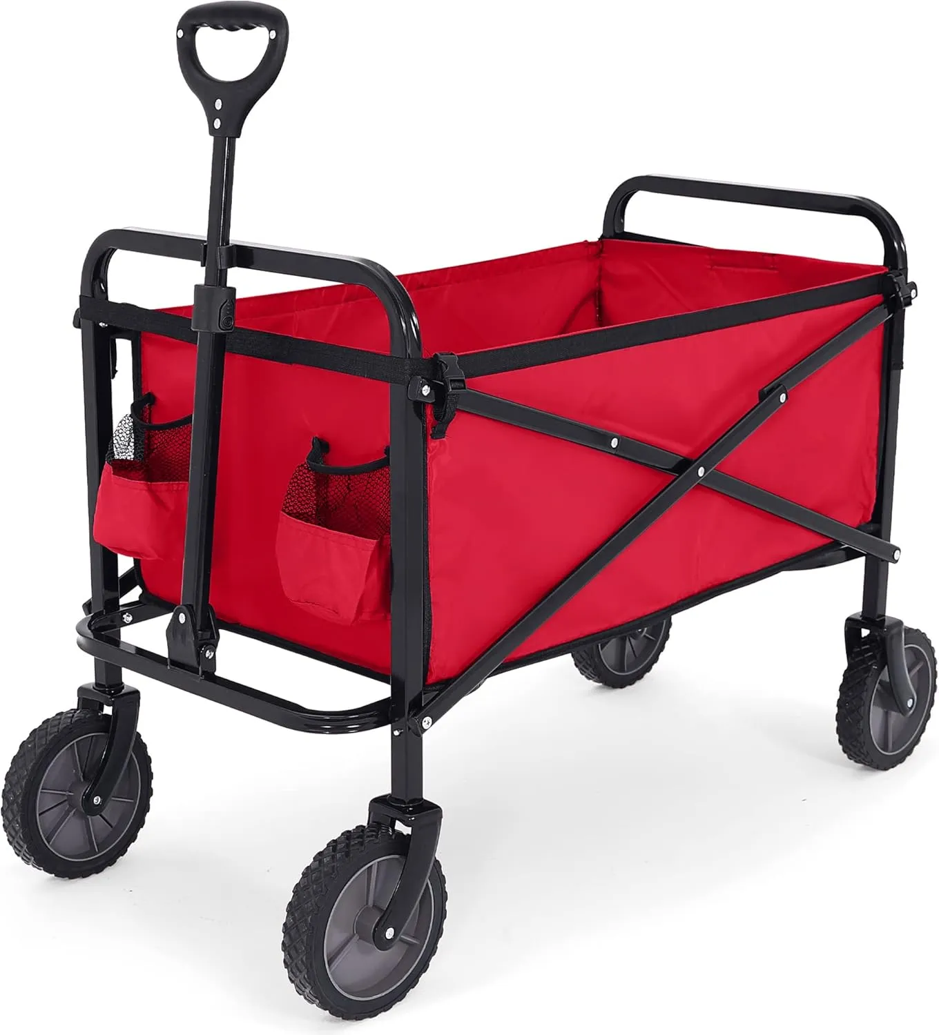 ABCCANOPY Folding Collapsible Utility Wagon Cart Outdoor Garden Shopping Camping Cart, Burgundy