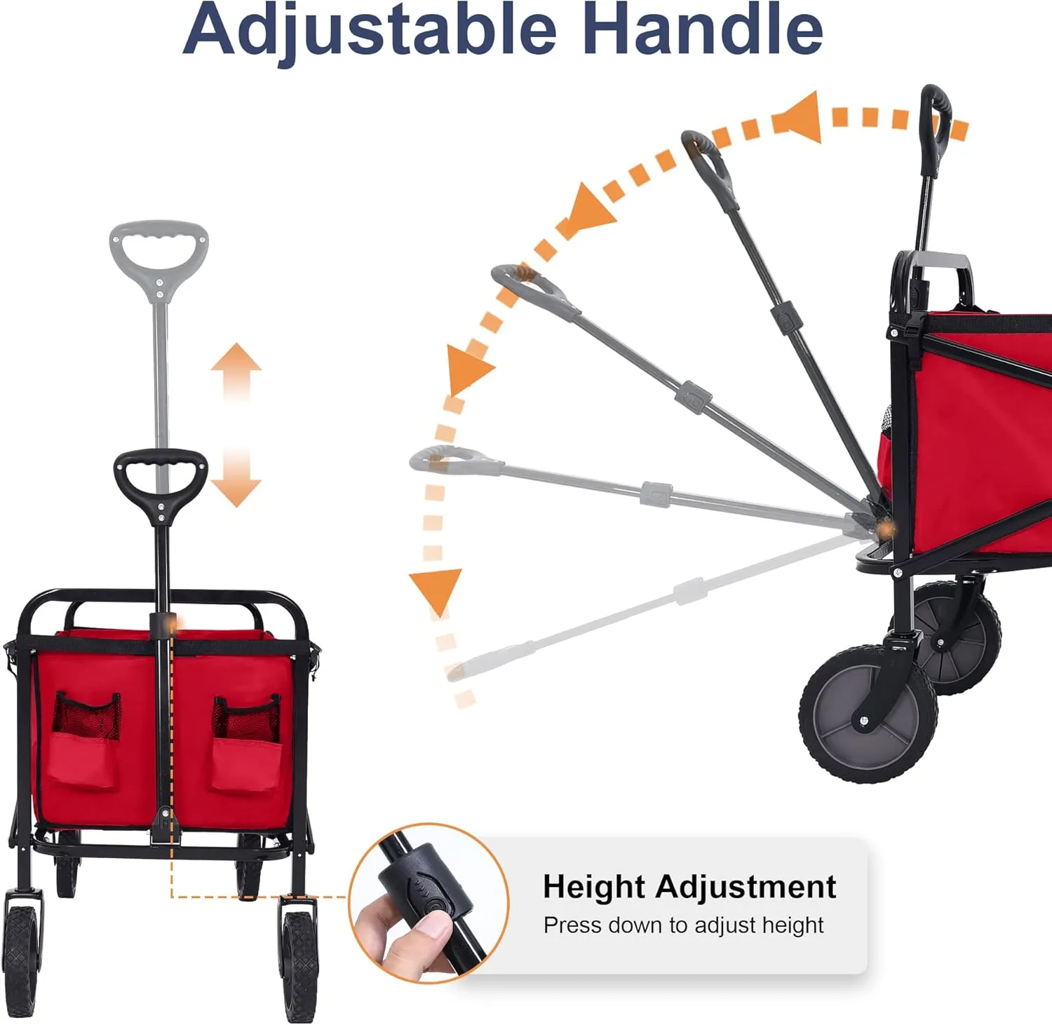 ABCCANOPY Folding Collapsible Utility Wagon Cart Outdoor Garden Shopping Camping Cart, Burgundy