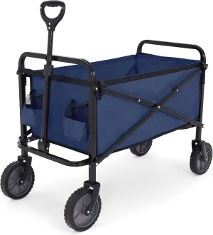 ABCCANOPY Folding Collapsible Utility Wagon Cart Outdoor Garden Shopping Camping Cart, Navy Blue