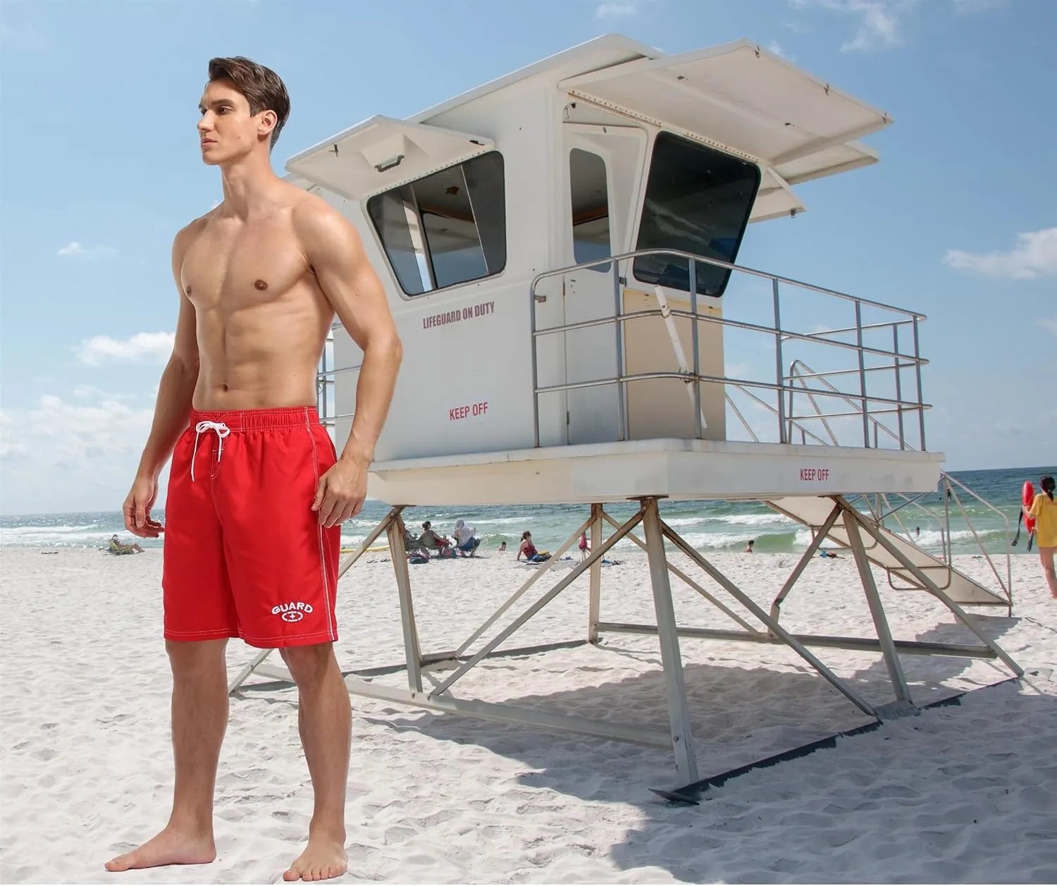 Adoretex Men's Guard Board Shorts Swim Trunks with Mesh Liner, Designed for Guard Uniform Swimwear