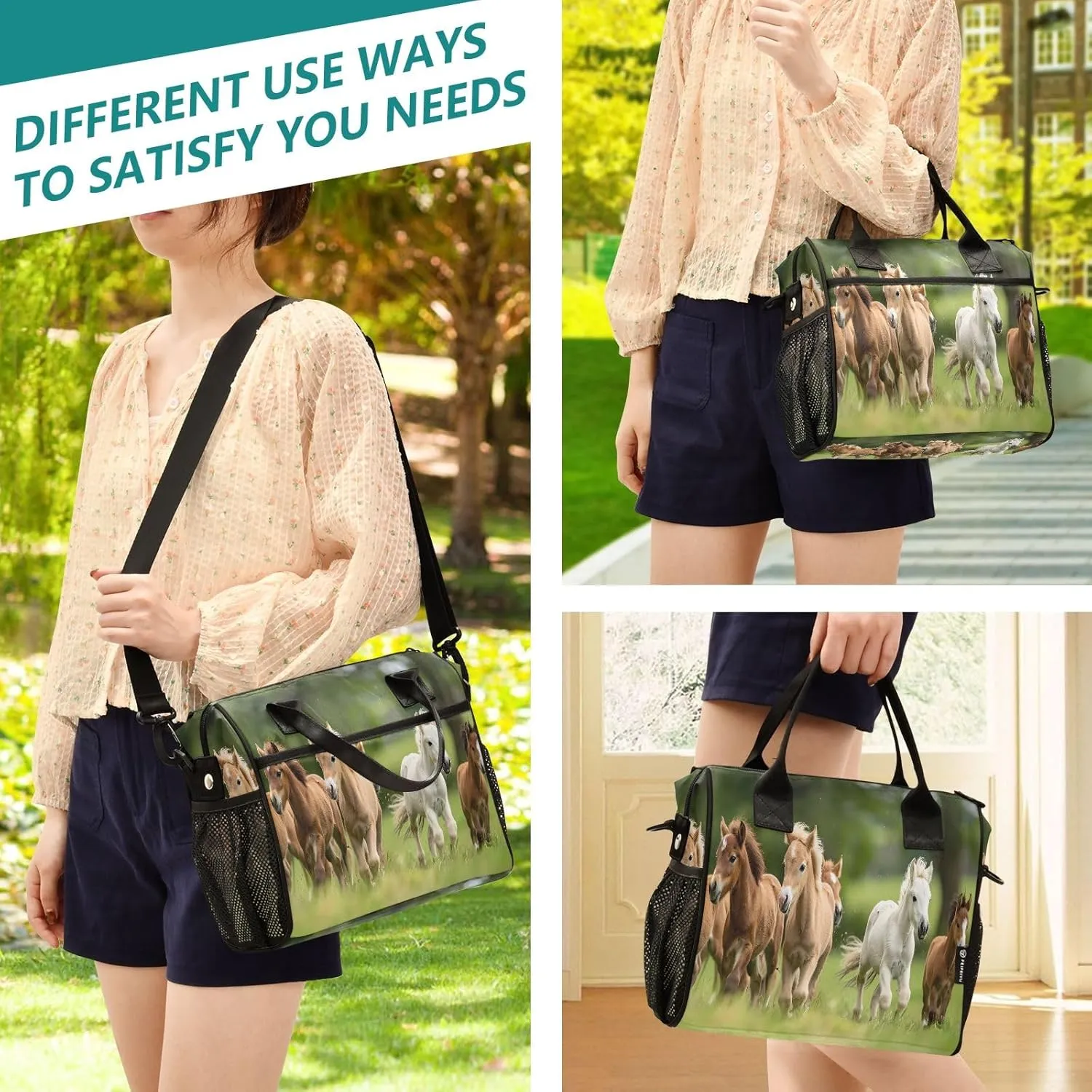 Adult Lunch Box Insulated Lunch Bag Herd Of Ponies Running Cooler Tote Bag for Work Picnic or Travel