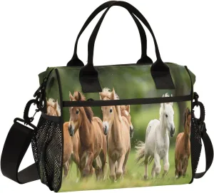 Adult Lunch Box Insulated Lunch Bag Herd Of Ponies Running Cooler Tote Bag for Work Picnic or Travel