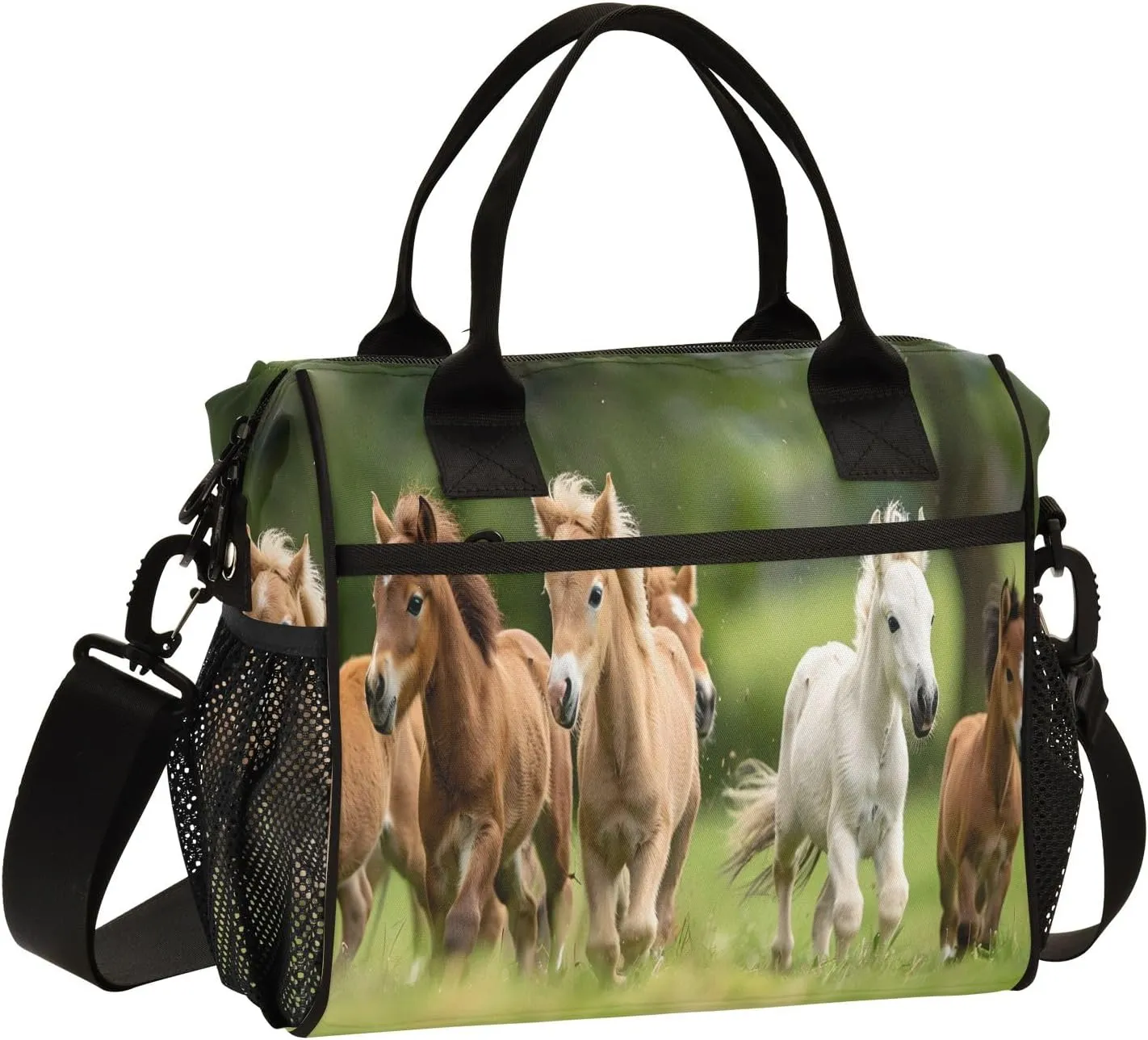 Adult Lunch Box Insulated Lunch Bag Herd Of Ponies Running Cooler Tote Bag for Work Picnic or Travel