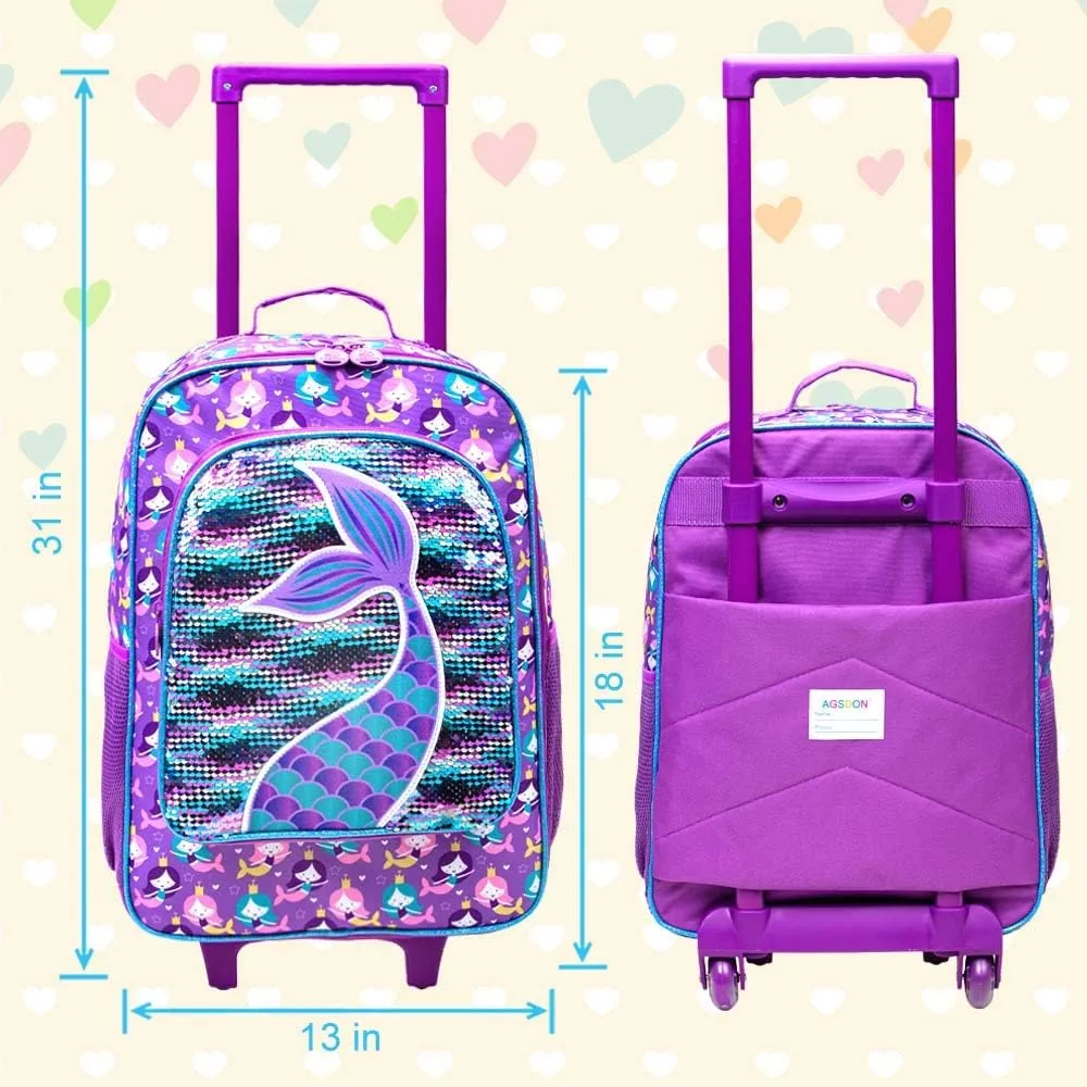 AGSDON Kids Luggage for Boys Girls, Cute Rolling Wheels Suitcase for Children Toddler
