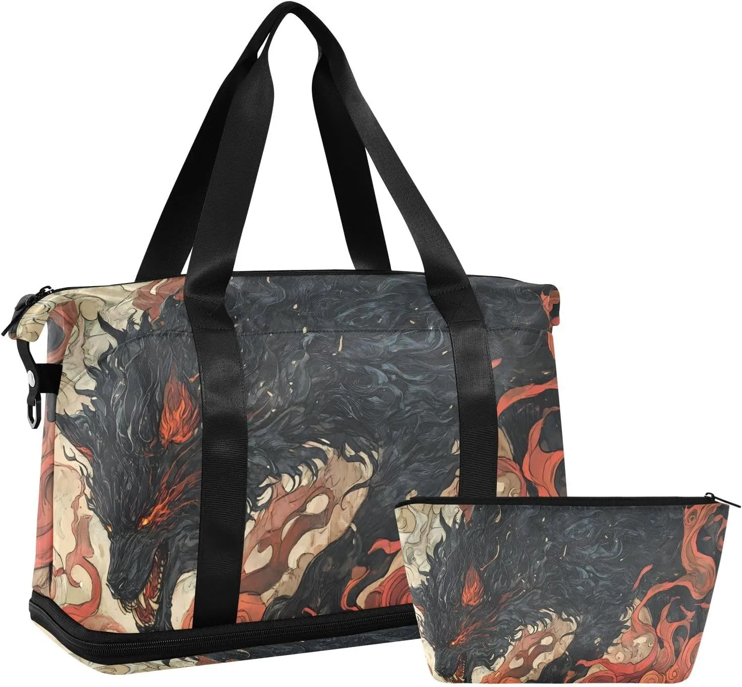 AIXIWAWA Duffel Bag Fantasy Animal Print with for Travel Gym with Shoes Compartment Large Capacity with Toiletry Bag