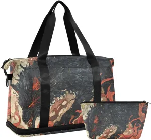 AIXIWAWA Duffel Bag Fantasy Animal Print with for Travel Gym with Shoes Compartment Large Capacity with Toiletry Bag