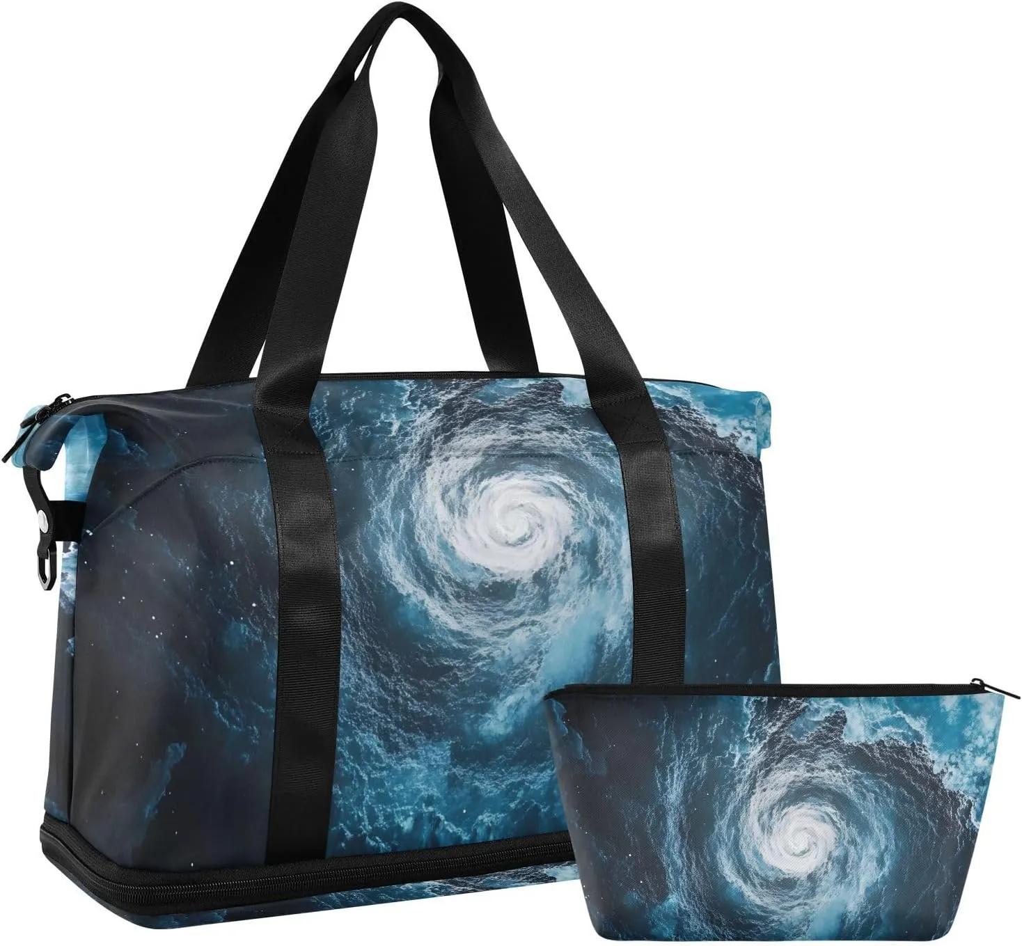 AIXIWAWA Duffel Bag Storm Print for Travel Gym with Shoes Compartment Large Capacity with Toiletry Bag