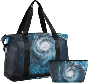AIXIWAWA Duffel Bag Storm Print for Travel Gym with Shoes Compartment Large Capacity with Toiletry Bag