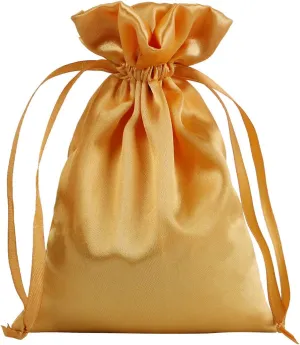 AKLVBL 30 Pack Golden Satin Gift Bags - 6 x 9.5 Inches, Jewelry, Wedding, Baby Shower, Silk