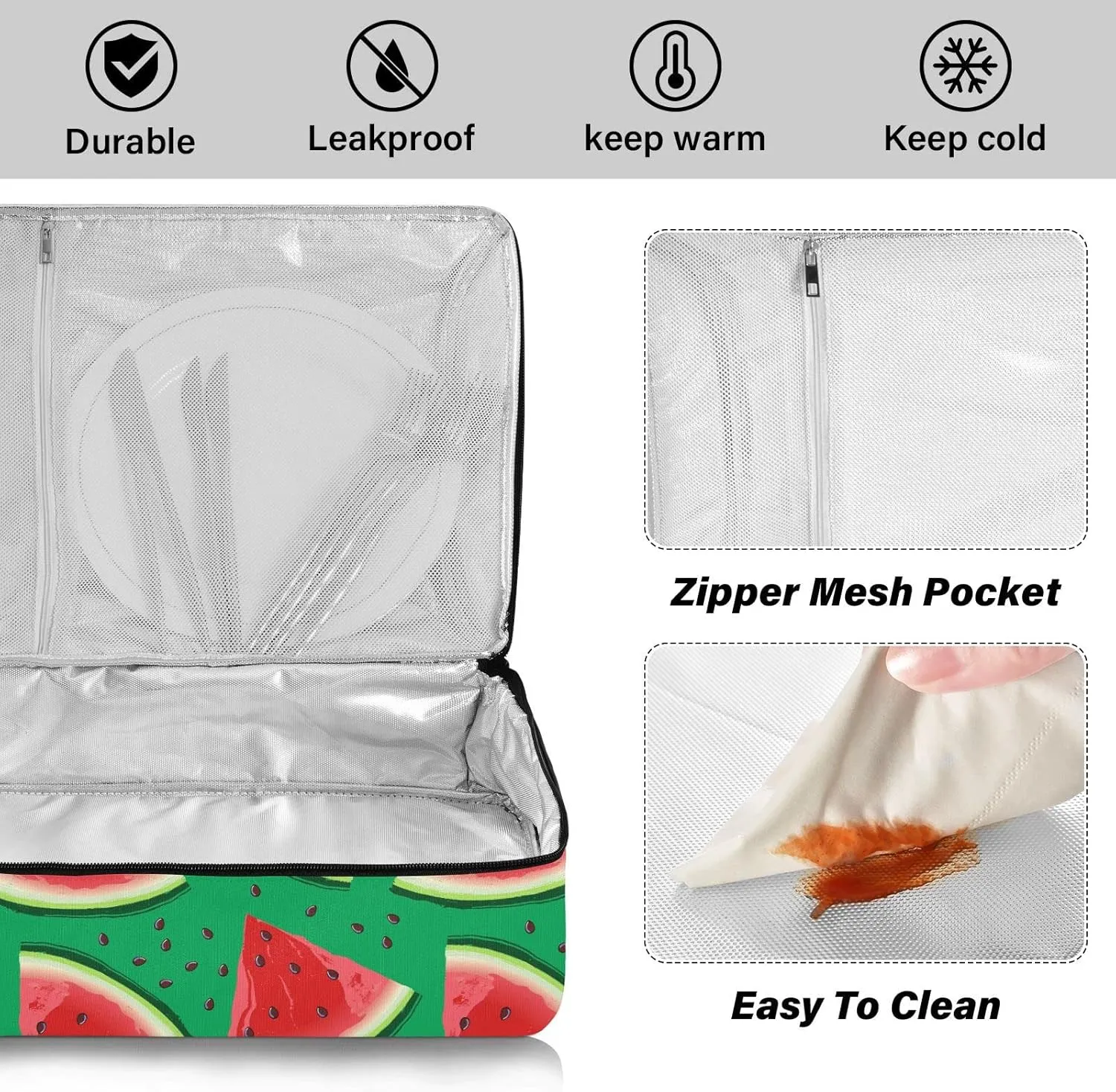 ALAZA Casserole Cookware, Red Watermelon Slices with Seeds Casserole Dish Carrier Bag Travel Bag for Potluck Parties,Picnic,Beach