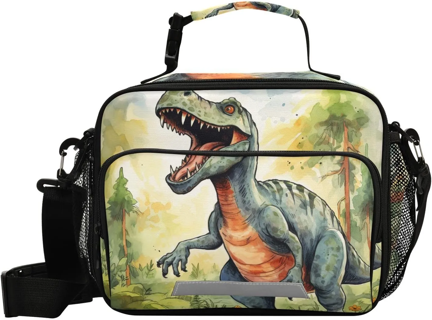 ALAZA Dinosaur on The Forest Insulated Lunch Bag Portable Reusable Cooler Lunch Tote Bag with Shoulder Strap for Women Men Work Office Picnic College