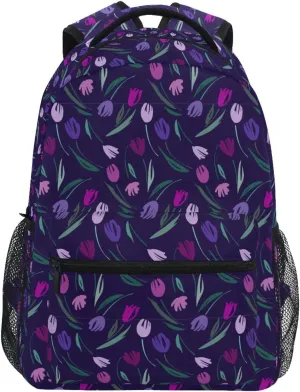 ALAZA Purple Tulips Kids School Backpack for Boys Girls Teens Bookbag Travel Daypack Bag 16 inch