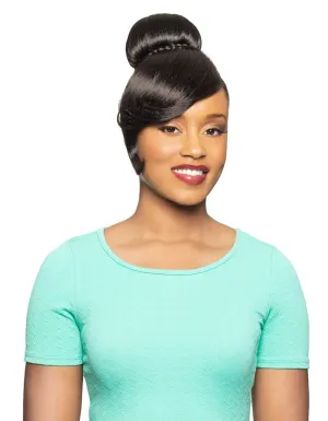 Alicia Beauty Foxy Silver Collections, Fusion High Heat Synthetic, 2 in I Dome with Bang Short Straight Style Hair Piece Drawstring, Instant accessories - DUET 8 (280)