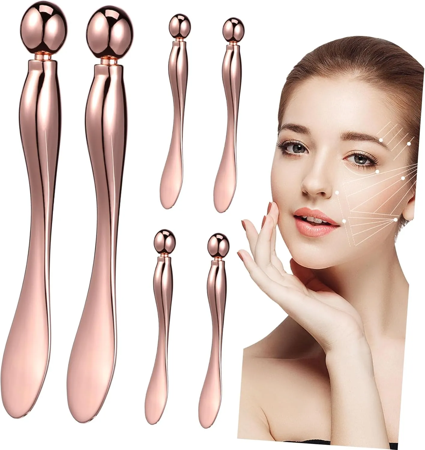 Alipis 6 Pcs Eye Cream Applicator Flat Tip Face Cream Spatula Massaging Roller for Precise Application Easy Cleaning Stylish Design for Daily Skincare Routine