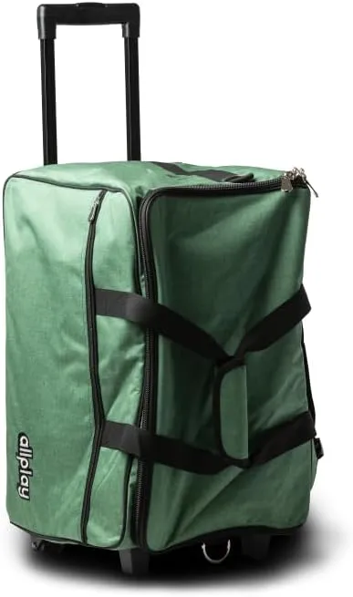 Allplay Rolling Board Game Bag - Fits 7 Standard Boxes - Suitcase/Backpack/Shoulder Strap/Carry Handle - Padded For Protection - Duffle Bag For Travel Or Game Night - Pocket For DND Accessories