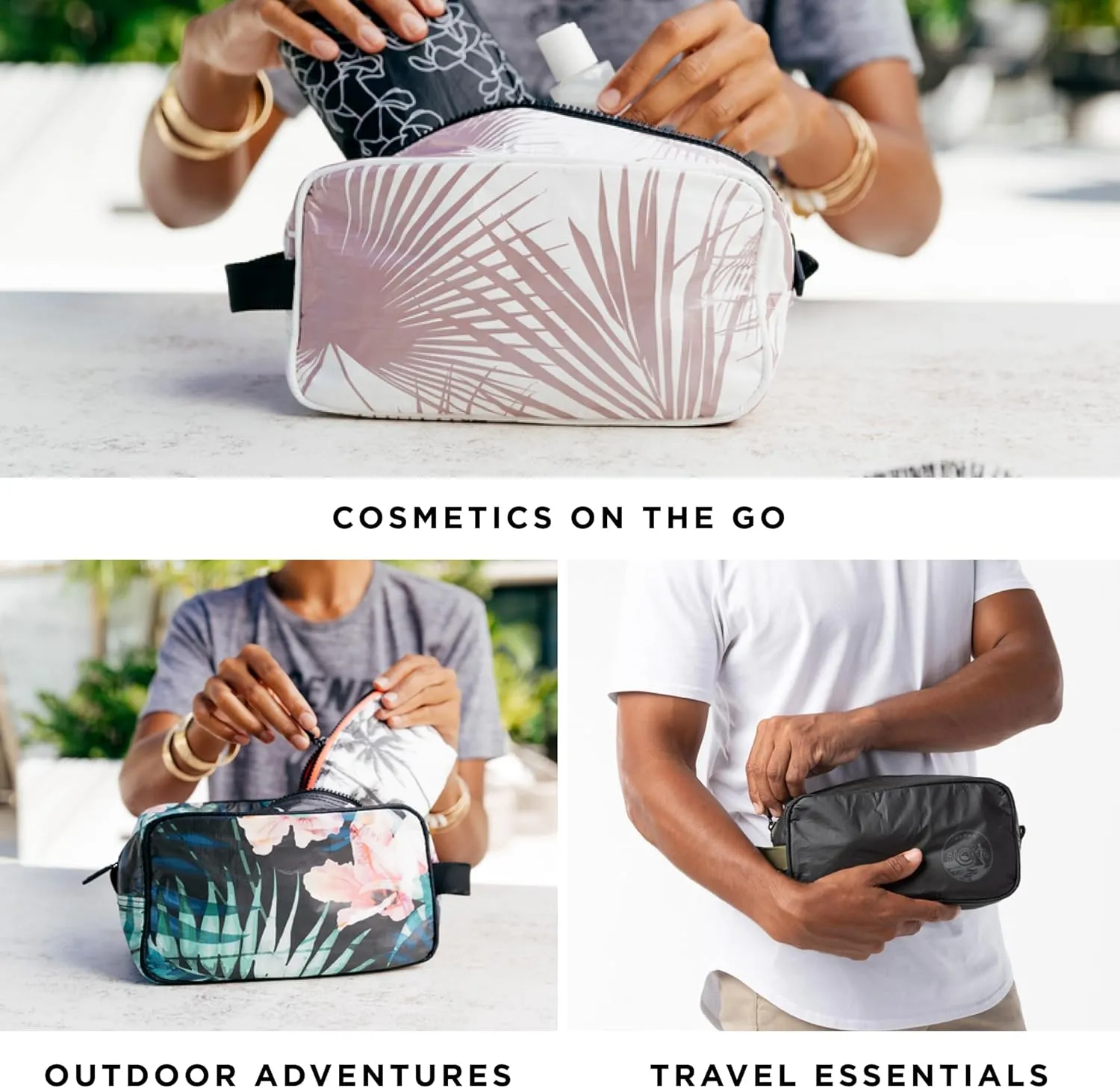 ALOHA Collection Dopp Kitt, Lightweight, Packable, & Splash-Proof - Durable, Washable, & Reusable Toiletry Bag with Zipper for Travel, Beach & Makeup, Easy to Clean & Sustainable Material (9" x 5")