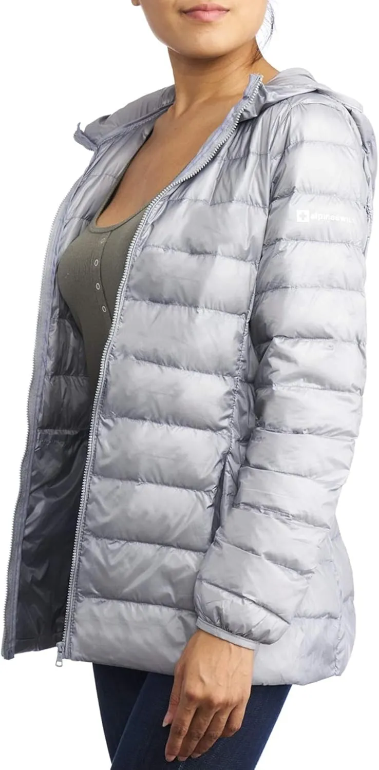 Alpine Swiss Eva Womens Down Alternative Puffer Jacket Hooded Light Packable Coat