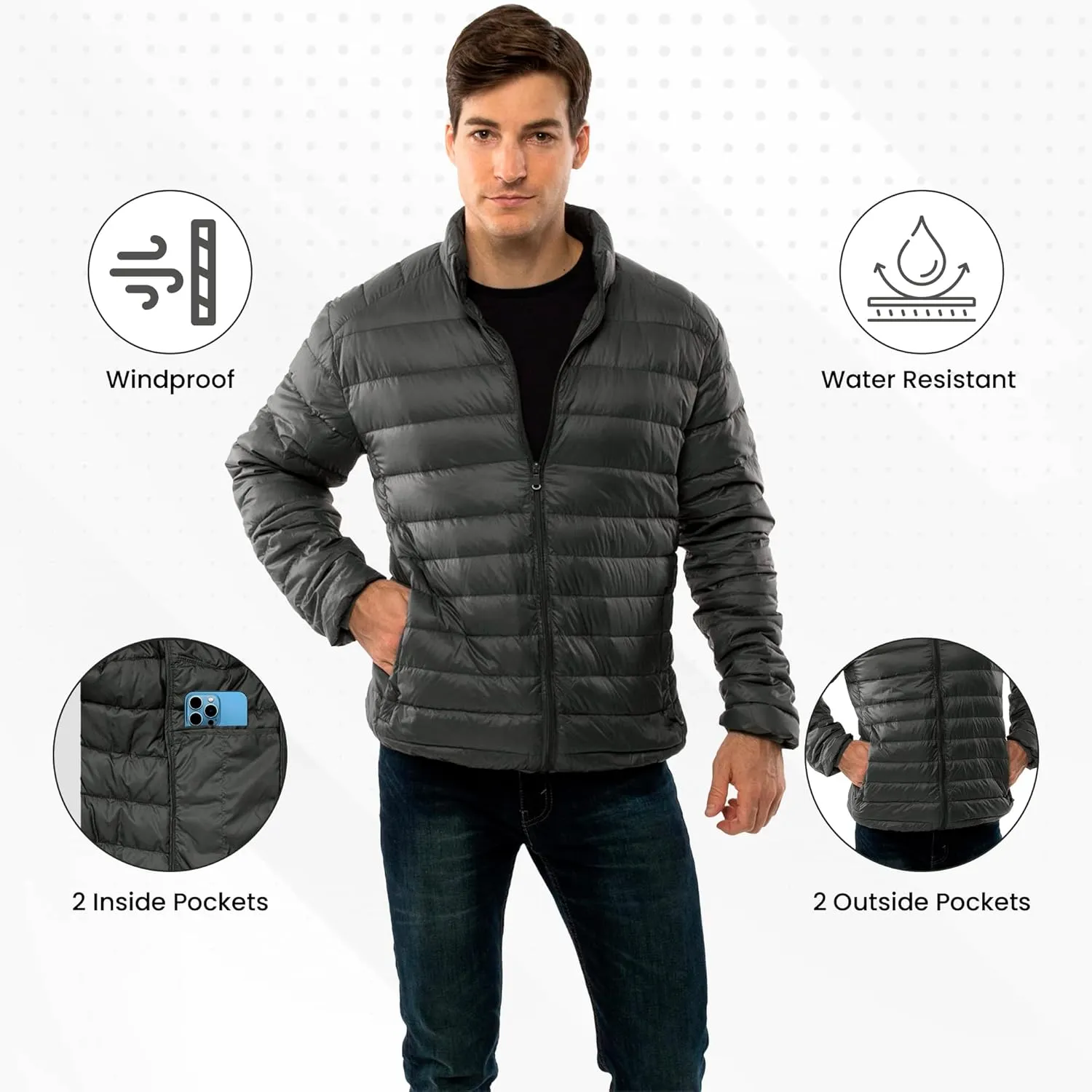 Alpine Swiss Niko Mens Down Alternative Jacket Puffer Coat Packable Warm Insulation & Lightweight