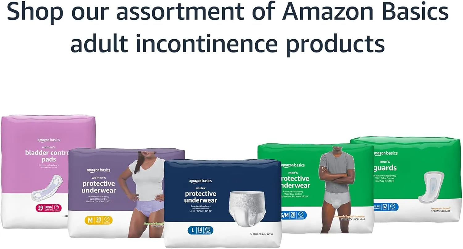 Amazon Basics Unisex Protective Underwear, Overnight Absorbency, Extra Large, 48 Count, (4 Packs of 12)