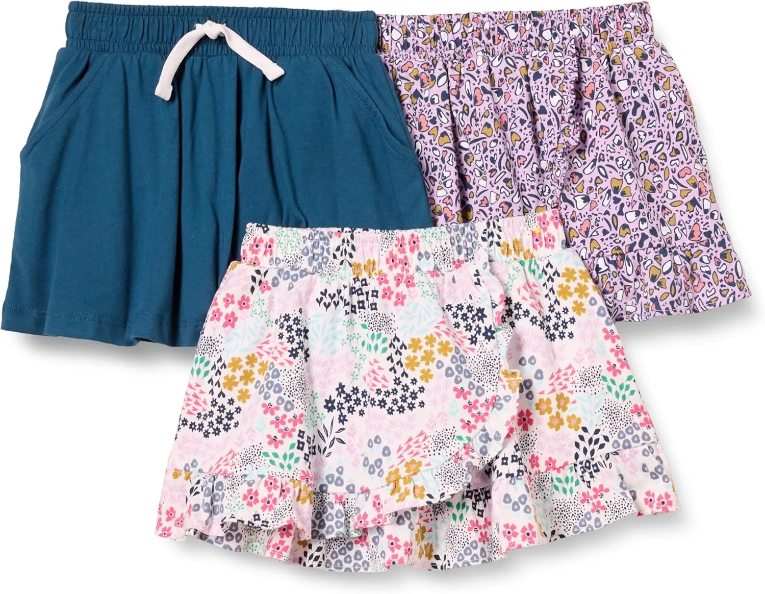 Amazon Essentials Girls and Toddlers' Knit Skorts, Pack of 3