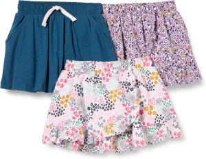 Amazon Essentials Girls and Toddlers' Knit Skorts, Pack of 3