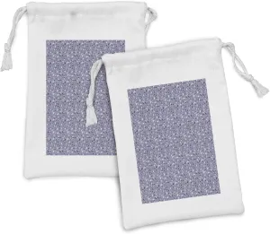 Ambesonne Abstract Fabric Pouch Set of 2, Monochromatic Pattern of Stones Themed Mineral Like Shapes Print, Small Drawstring Bag for Toiletries Masks and Favors, 9" x 6", Ceil Blue Quartz and Mauve