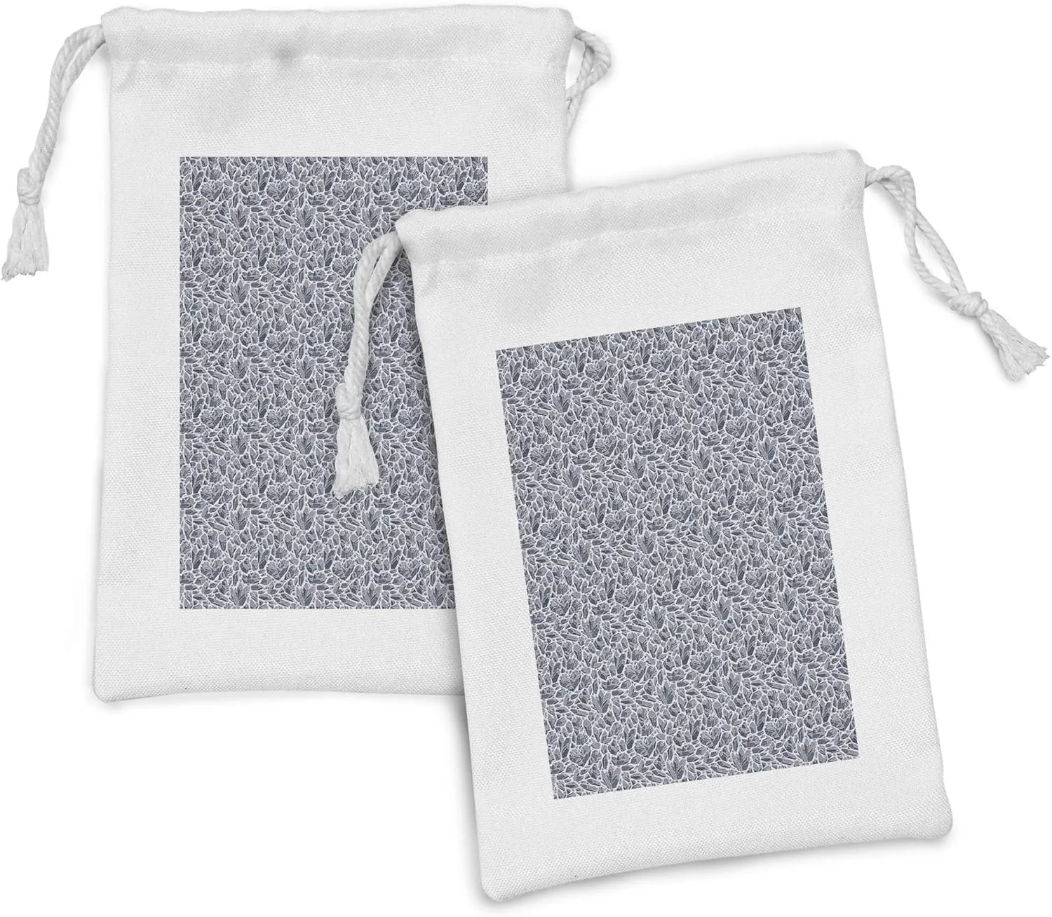 Ambesonne Geology Fabric Pouch Set of 2, Rocks of the Earth Themed Pattern Gemstones with Different Cuts, Small Drawstring Bag for Toiletries Masks and Favors, 9" x 6", Dark Ceil Blue Pale Grey