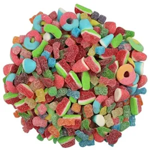 American Best Food, Assorted Sour Mix Gummy Candy Bulk, Sour Kids, Assorted Cubes, Watermelon Slices, Sour Gummy Bears, Sour Twin Cherries, Gummy Pufflettes & Gummy Neon Rings (3 lb)…