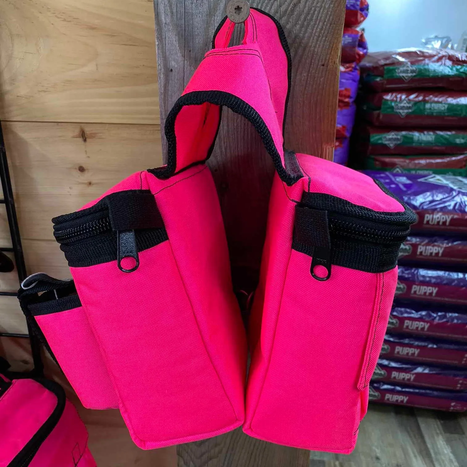 Amish Made Hot Pink Saddle Horn Bags w/ Drink Holder