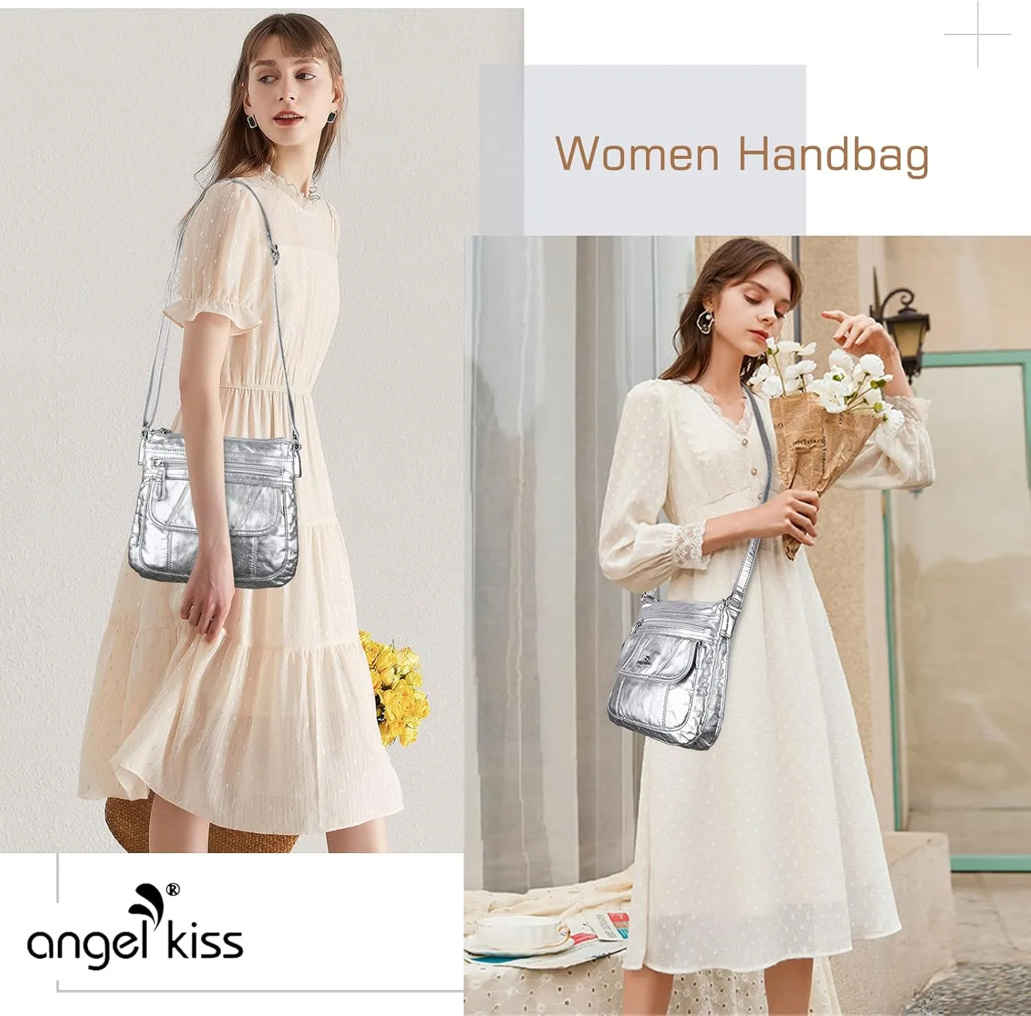 Angel Kiss Crossbody Bags for Women PU Leather Shoulder Handbag Ladies Purses and Handbag with adjustable Strap